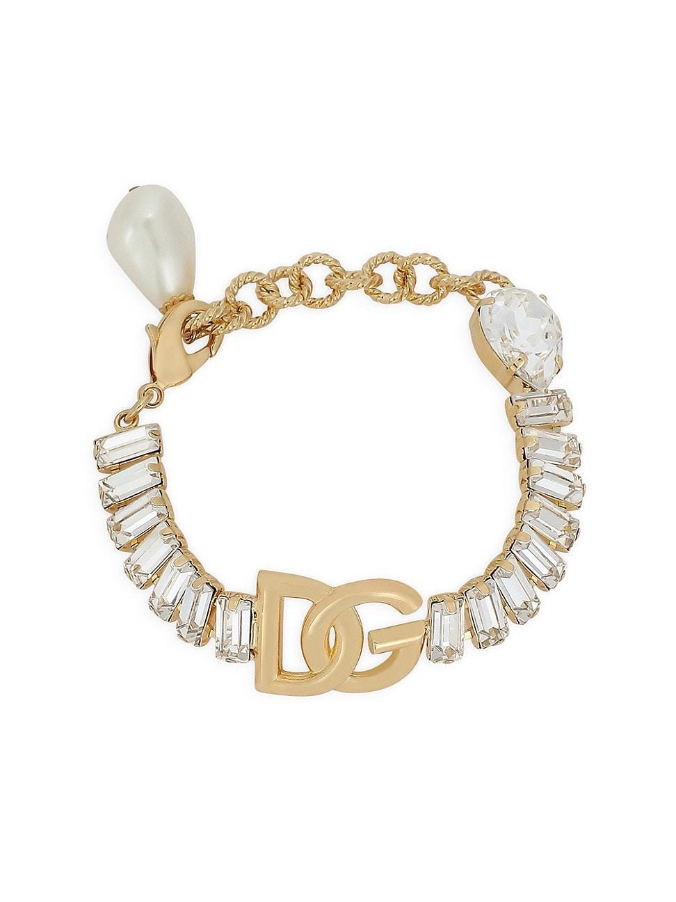 Dolce & Gabbana DG Logo Imitation Pearl & Crystal Bracelet Product Image