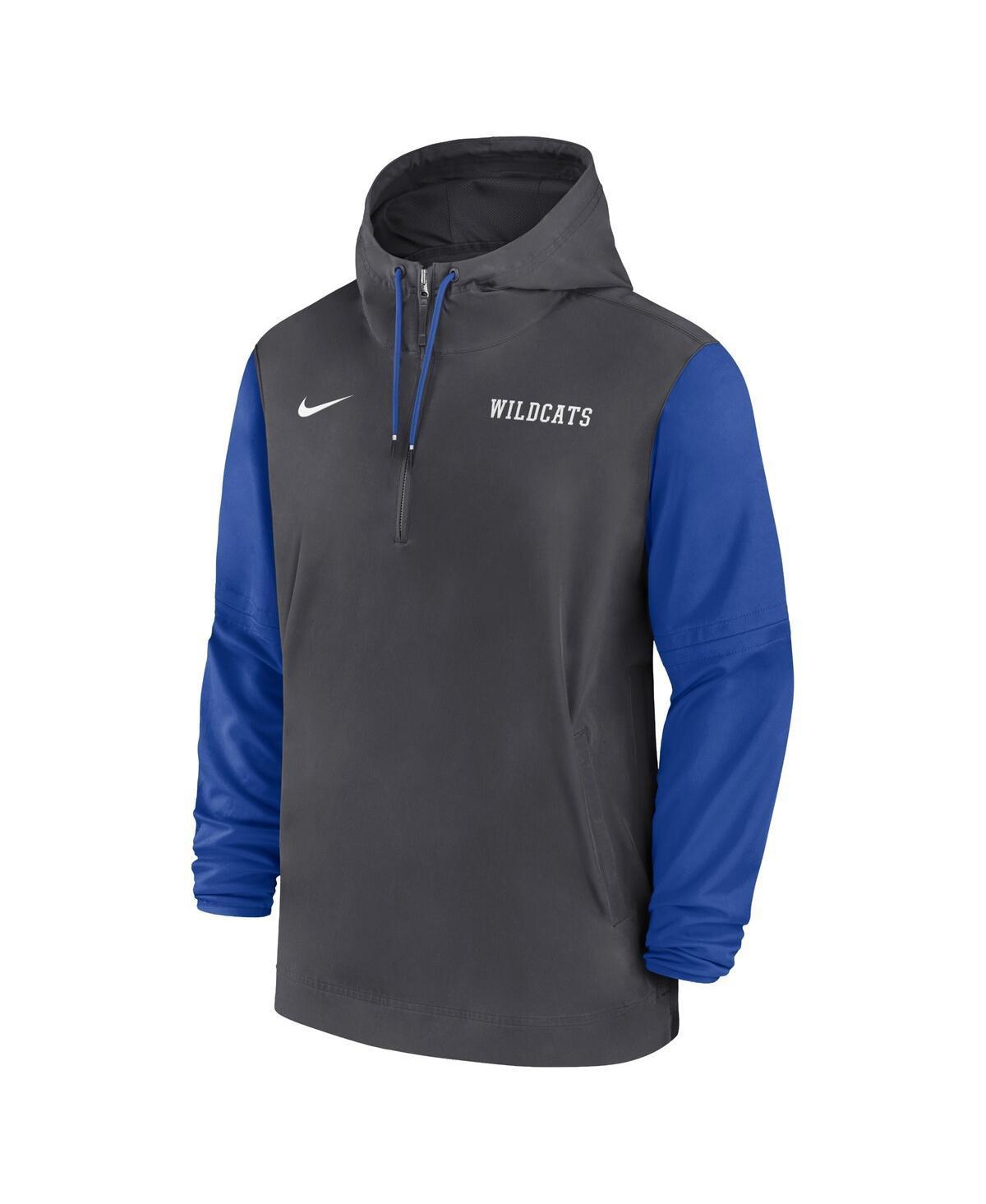 NIKE Men's Anthracite Kentucky Wildcats 2024 Sideline Pregame Player Half-zip Hoodie In Anthracite,royal Product Image