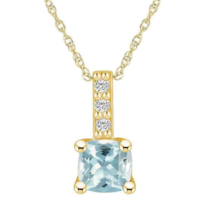 Alyson Layne 14k Gold Cushion Aquamarine & Diamond Accent Pendant Necklace, Womens Product Image