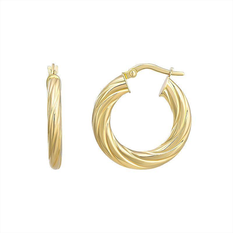 Forever 14k 14k Gold Fluted Twist Hoop Earrings, Womens Product Image