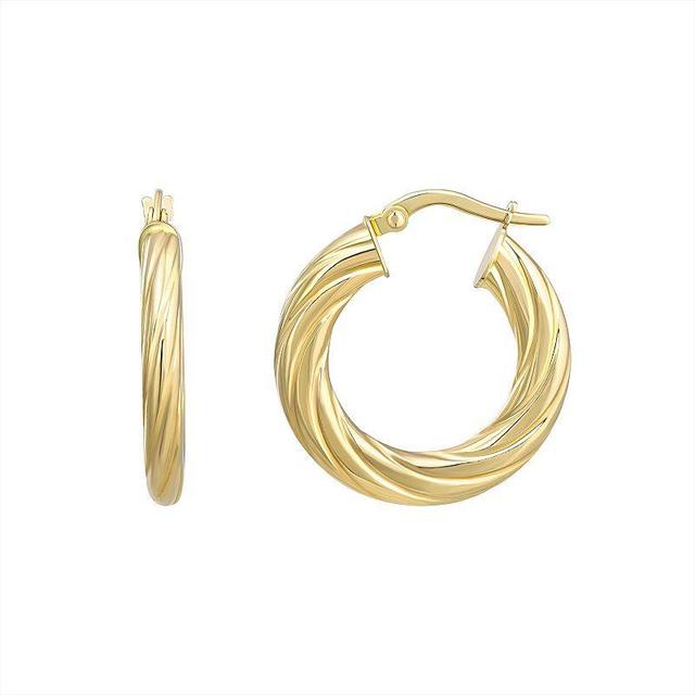 Forever 14k 14k Gold Fluted Twist Hoop Earrings, Womens, Yellow Product Image