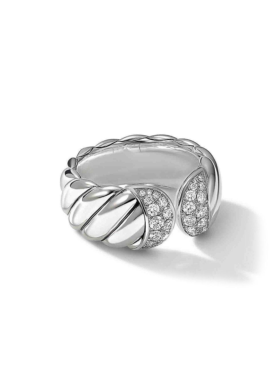 Womens Sculpted Cable Ring in Sterling Silver Product Image