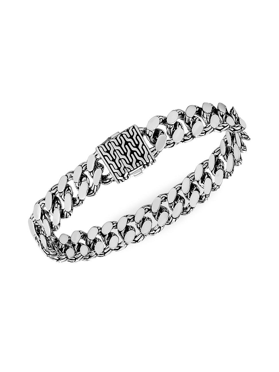 Mens Chain Collection Sterling Silver Engraved Bracelet Product Image