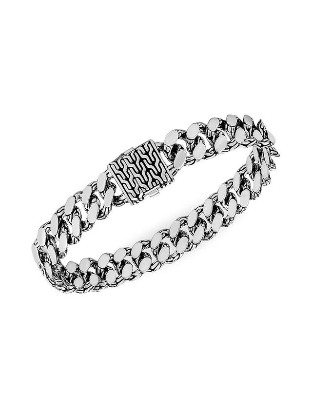 Mens Chain Collection Sterling Silver Engraved Bracelet Product Image