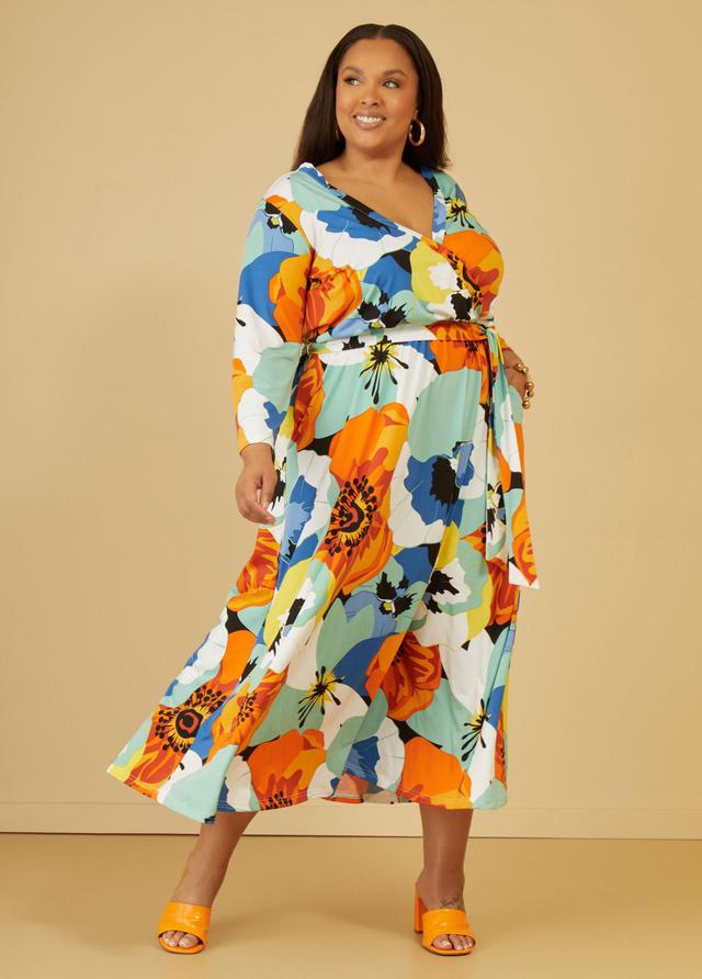 Plus Size Floral Faux Wrap Maxi Dress Ashley Stewart Product Image