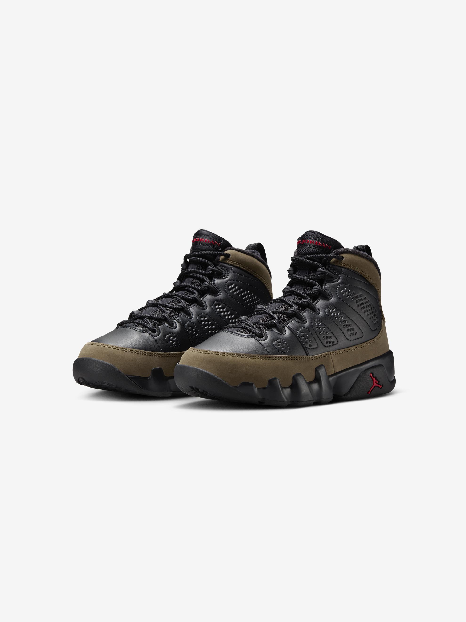 AIR JORDAN 9 RETRO (GS) (BLACK/TRUE RED-LIGHT OLIVE) Product Image