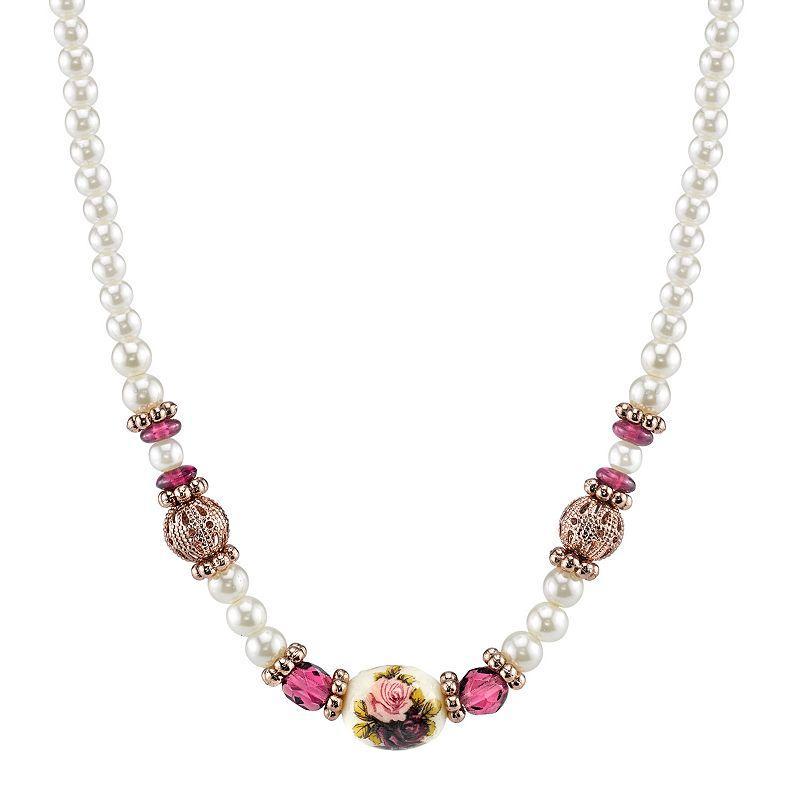 1928 Bead & Flower Necklace, Womens Multicolor Product Image