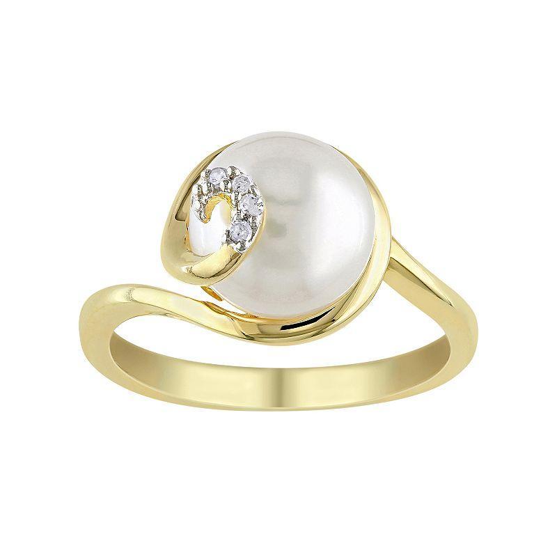 Stella Grace Freshwater Cultured Pearl & Diamond Accent Sterling Silver Swirl Ring, Womens White Product Image