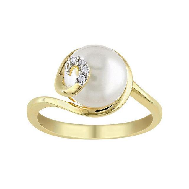 Stella Grace Freshwater Cultured Pearl & Diamond Accent Sterling Silver Swirl Ring, Womens White Product Image