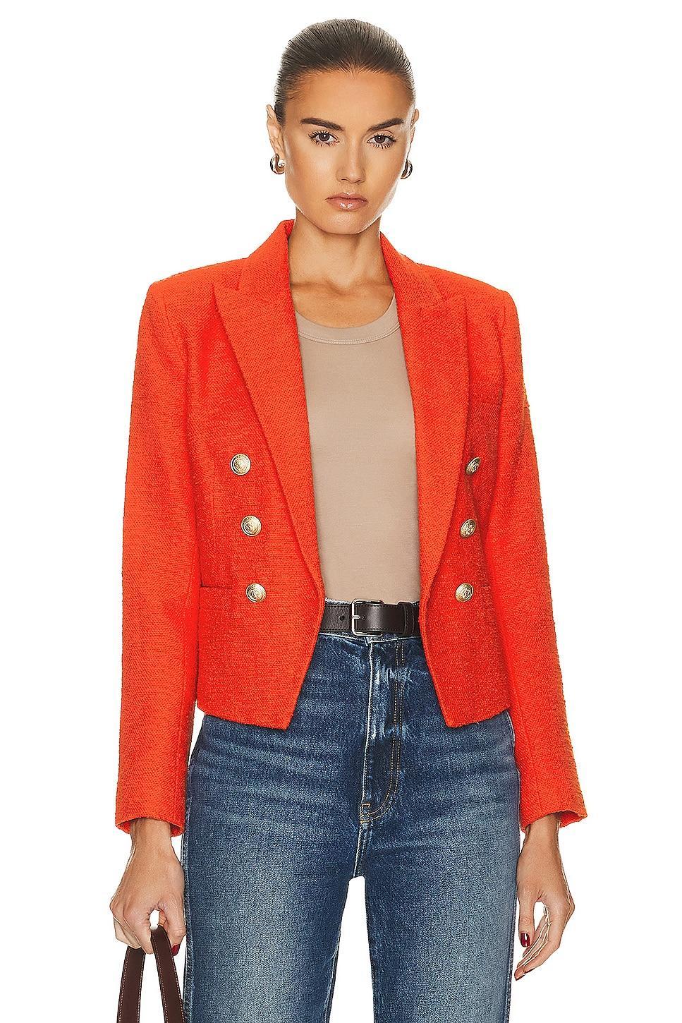 LAGENCE Brooke Double Breasted Crop Cotton Blend Blazer Product Image