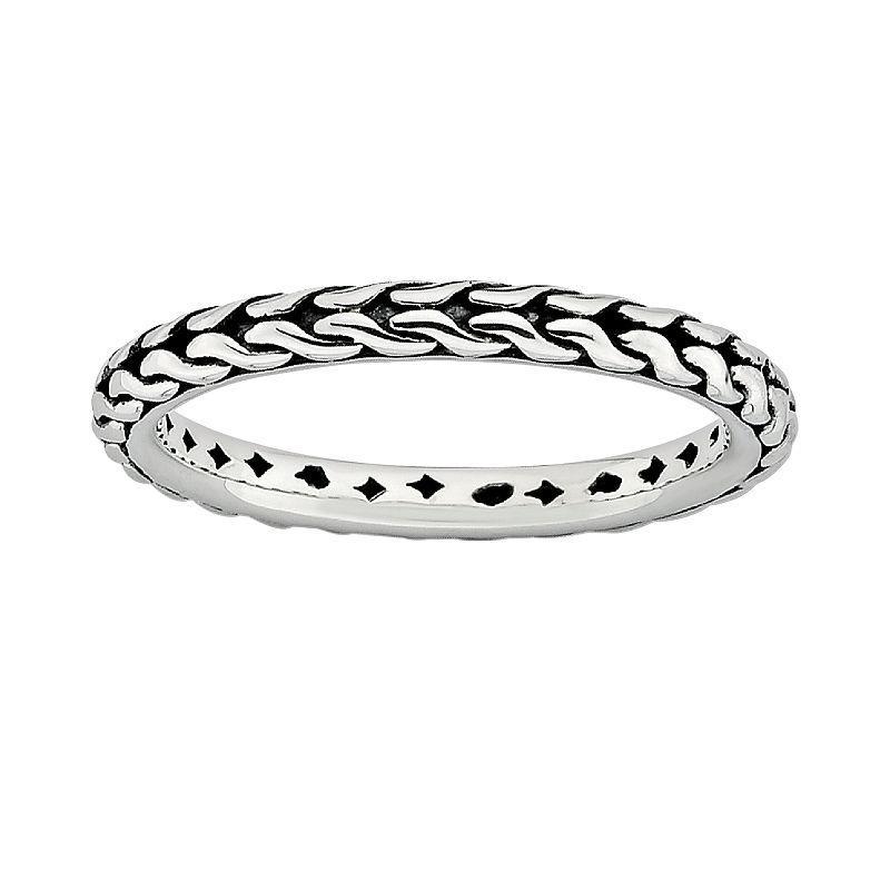 Stacks & Stones Sterling Silver Braided Stack Ring, Womens Grey Product Image