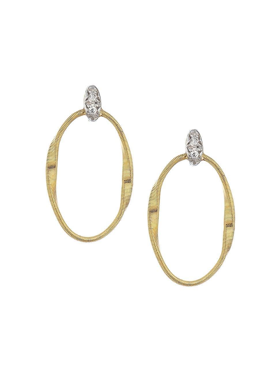 Womens Marrakech Onde 18K Two-Tone Gold & Diamond Coil Oval Hoop Earrings Product Image