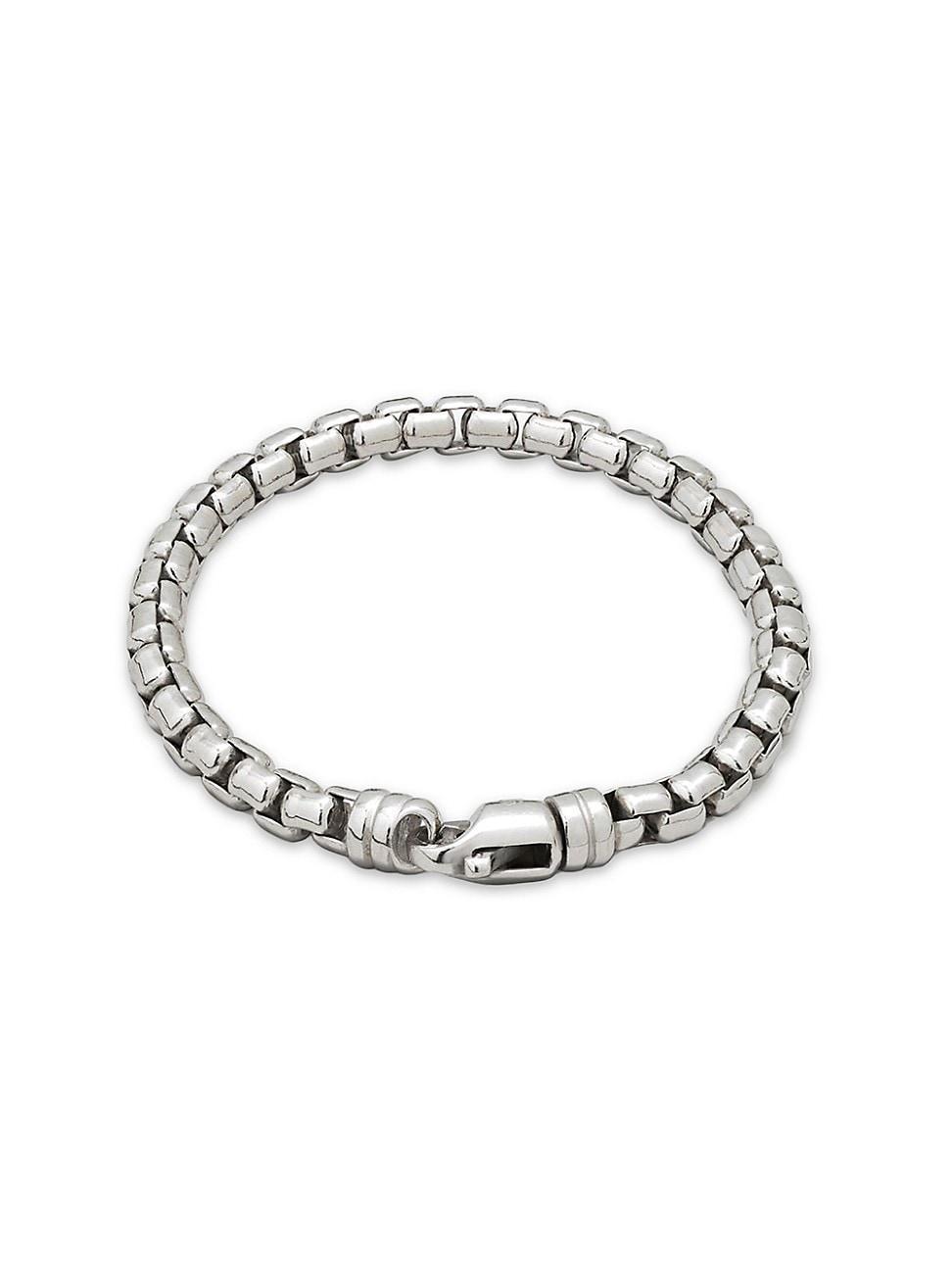 Mens Sterling Silver Round Box Chain Bracelet - Silver - Silver Product Image