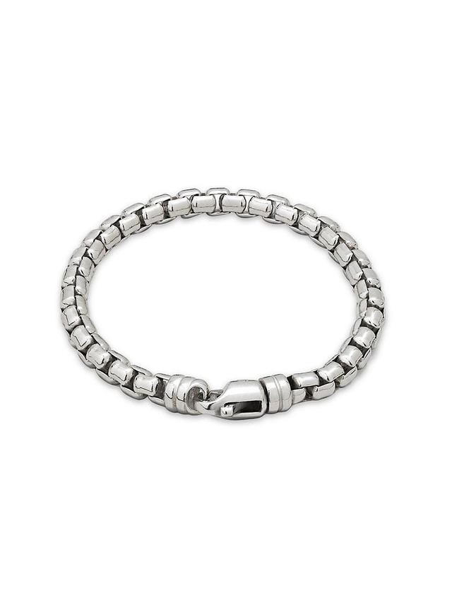 Mens Sterling Silver Round Box Chain Bracelet - Silver - Silver Product Image