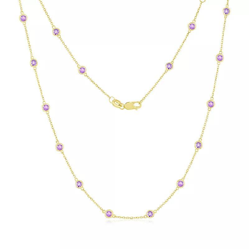 Divine Gold 14k Gold Amethyst Station Necklace, Womens Product Image