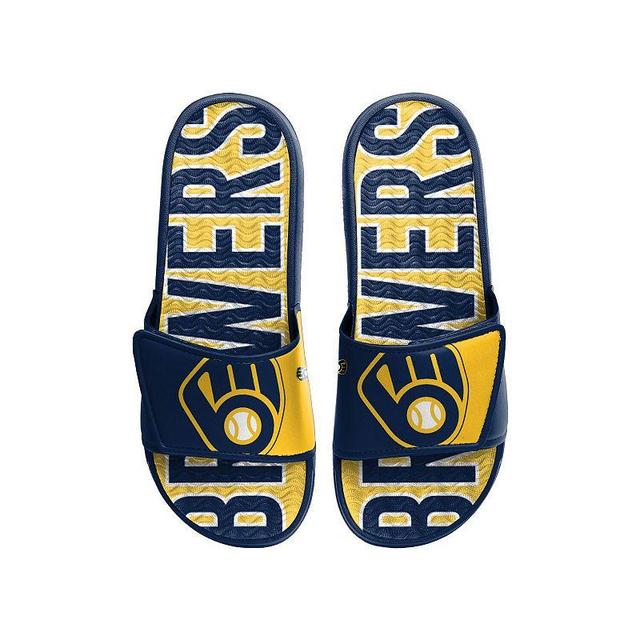 Mens FOCO Milwaukee Brewers Logo Gel Slide Sandals Product Image