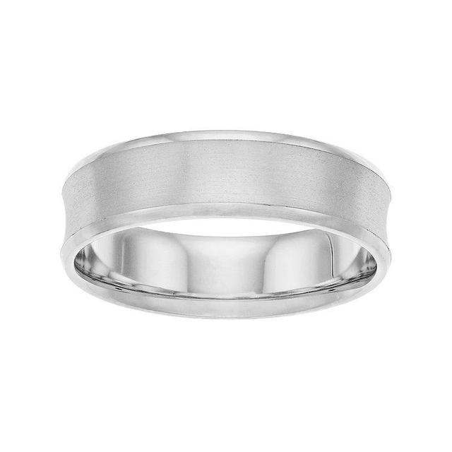 Mens Sterling Silver Satin Finish Concave Wedding Band White Product Image