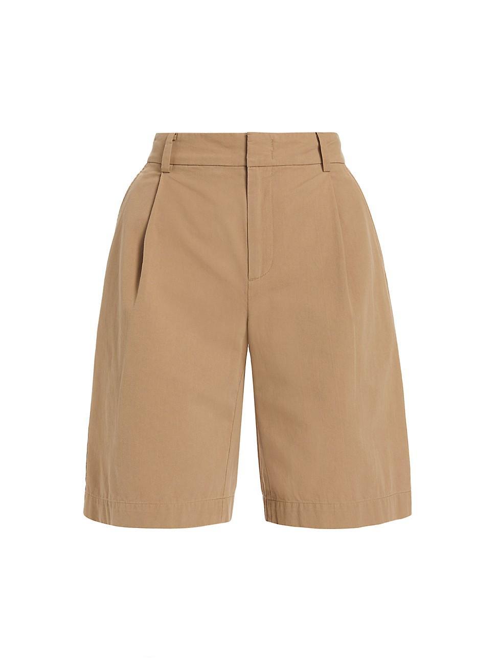 Washed Cotton Pleated Wide-Leg Shorts Product Image