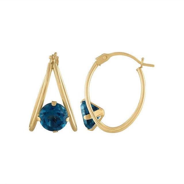 Designs by Gioelli 14k Gold Gemstone Capture Hoop Earrings, Womens, Created Red Product Image