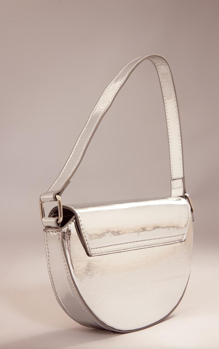 Silver Mirrored Cut Out Flap Shoulder Bag Product Image