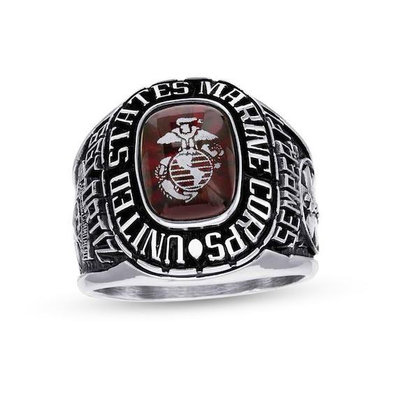 Men's Engravable Military Ring by ArtCarved (1 Stone) Product Image