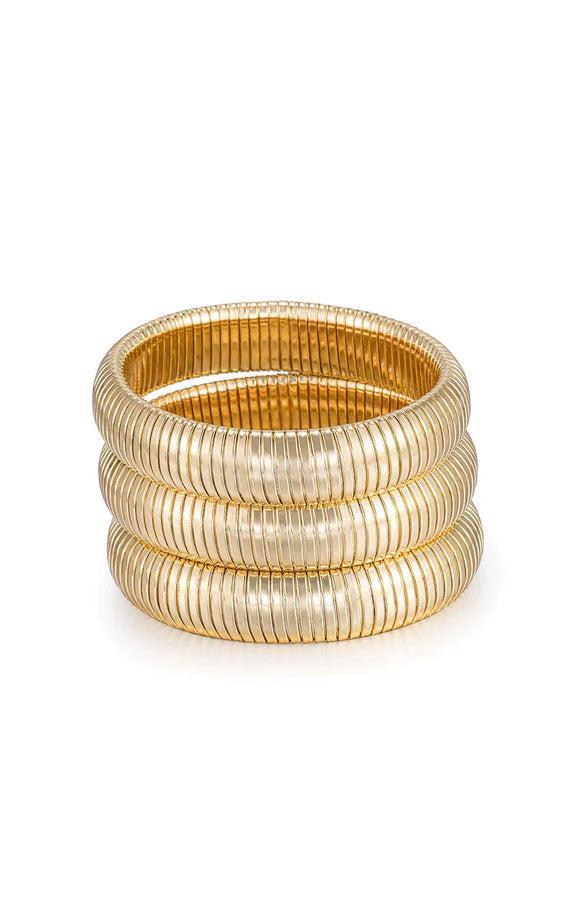 Ettika Golden Hour Flex Snake Chain Stretch Bracelet Set ~ Gold Product Image