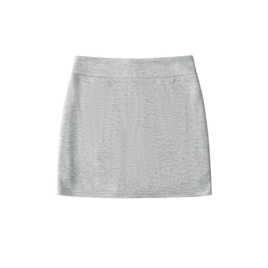 High Waist Plain Mini Pencil Skirt Product Image