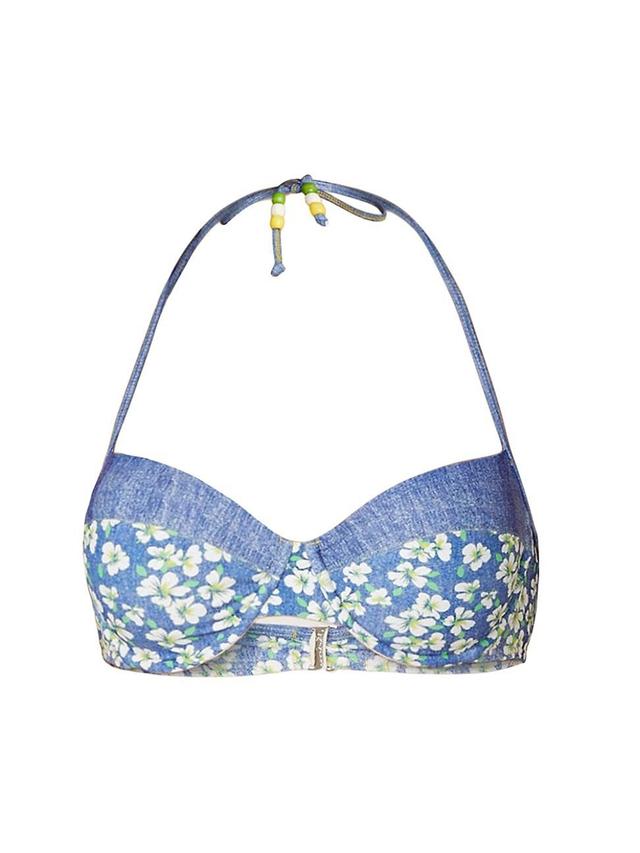 Womens Floral Halterneck Bikini Top Product Image