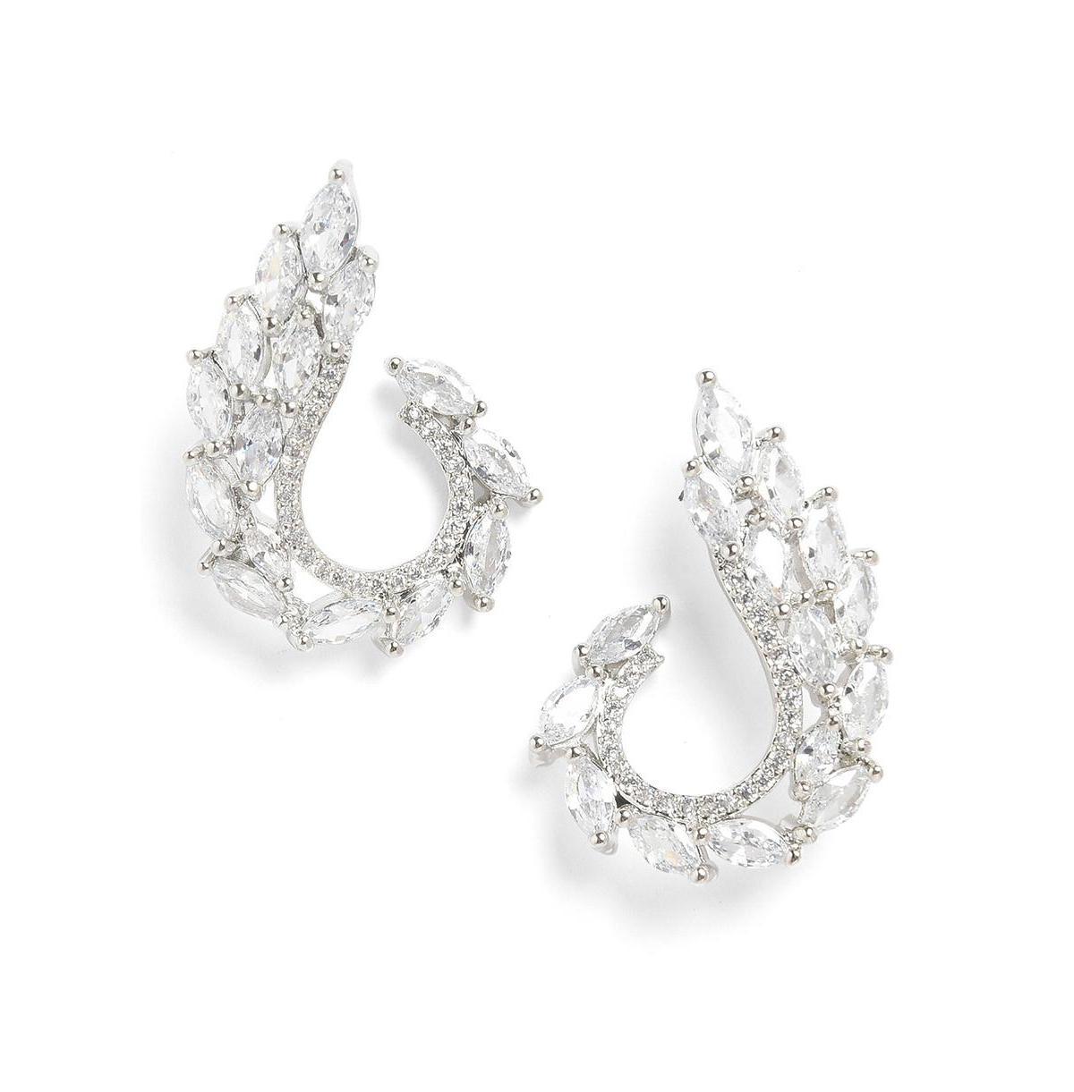 Sohi Womens Silver Embellished Cluster Drop Earrings Product Image