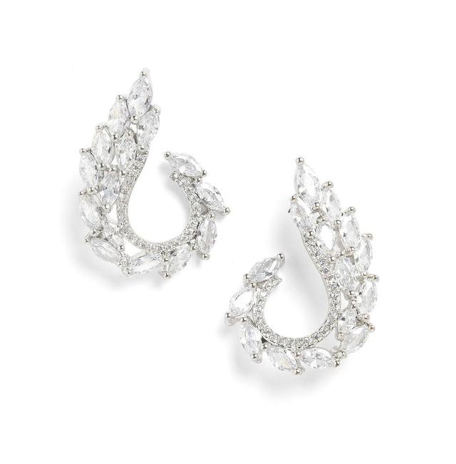 Sohi Womens Silver Embellished Cluster Drop Earrings Product Image