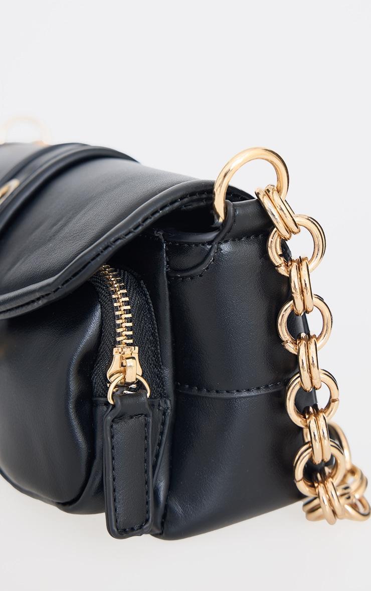 Black PU Buckle Detail Link Handle Shoulder Bag Product Image