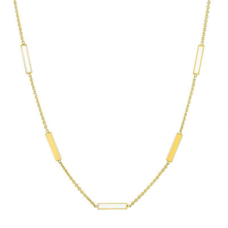 Color Romance 14k Gold Colored Enamel Adjustable Bar Necklace, Womens White Product Image