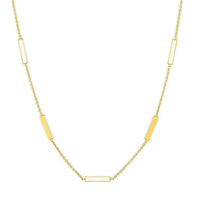 Color Romance 14k Gold Colored Enamel Adjustable Bar Necklace, Womens White Product Image