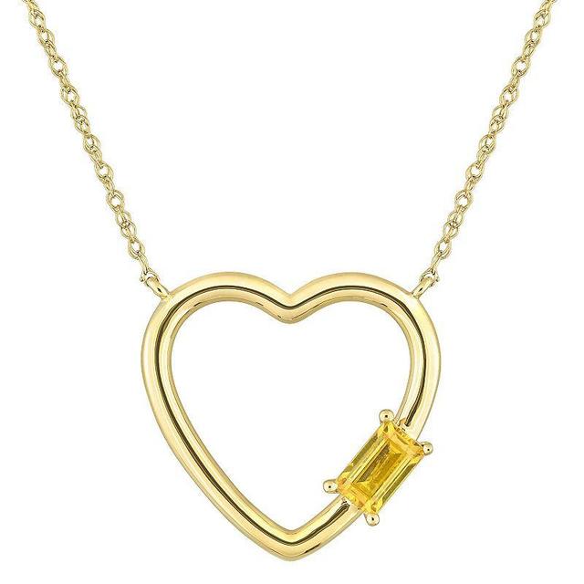 Stella Grace 10k Gold Yellow Sapphire Open Heart Pendant Necklace, Womens Product Image