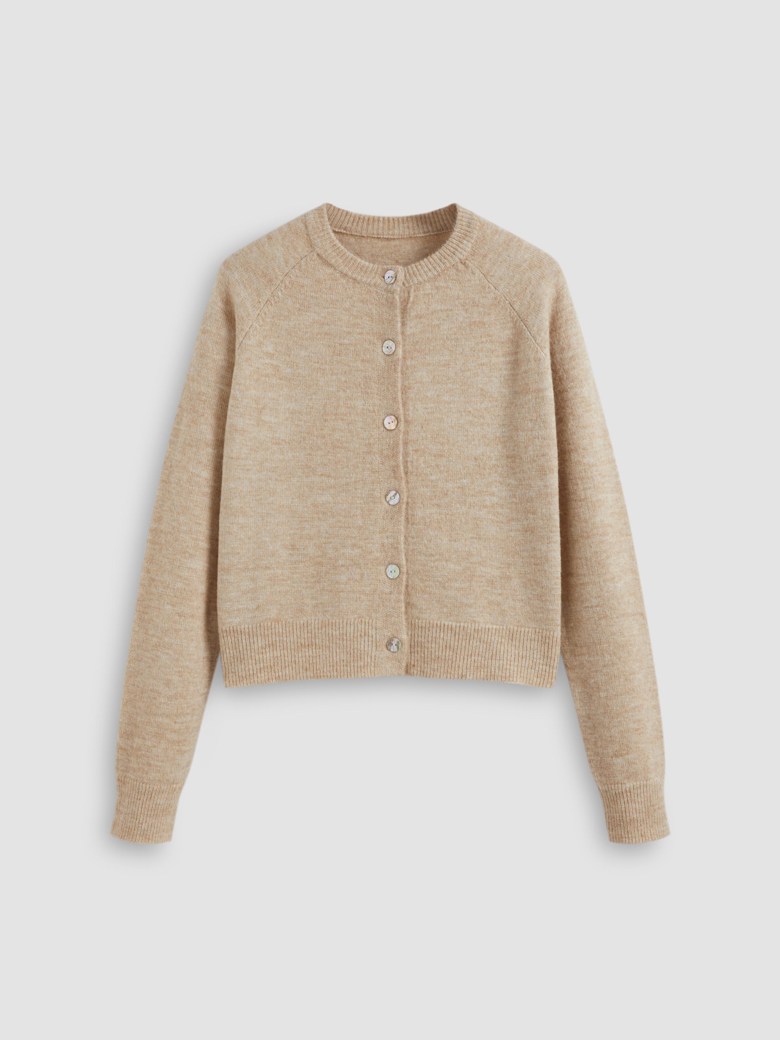 Knit Round Neckline Solid Cardigan Product Image