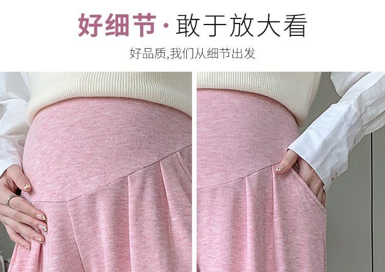 Maternity High Waist Plain Cropped Loose Fit Pants Product Image