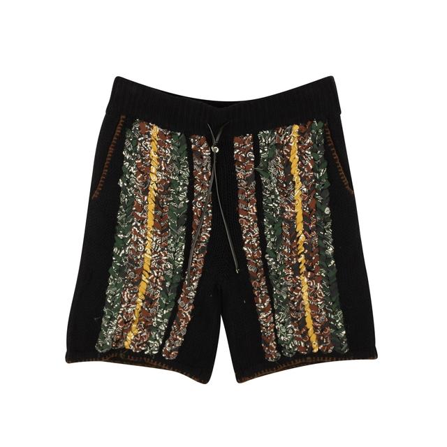 Black And Multi Cotton Braided Bandana Knit Shorts Product Image