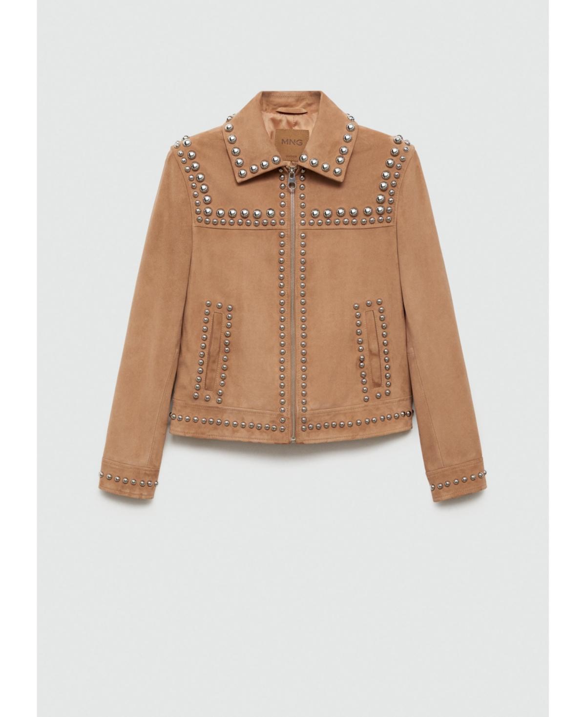 Mango Womens Studded Leather Jacket Product Image