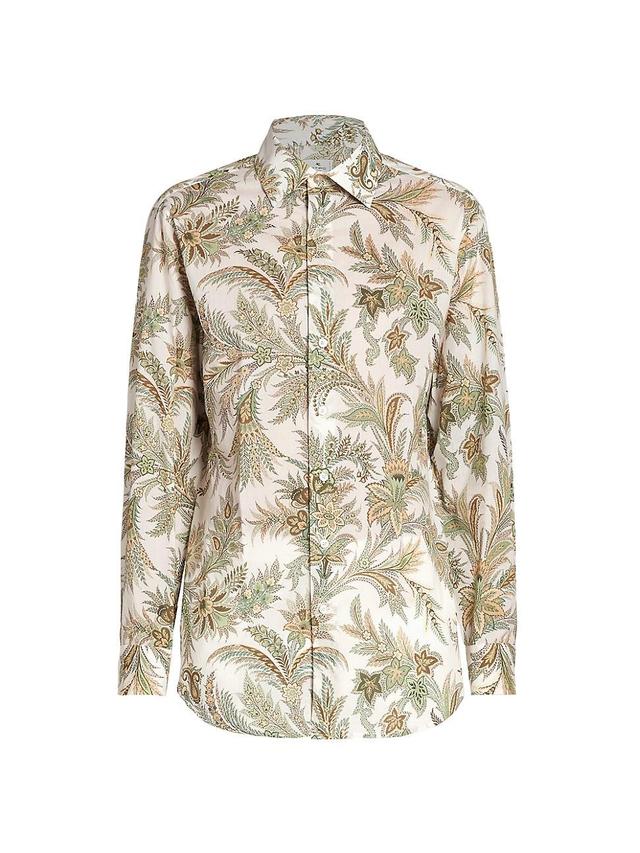 Mens Olive Branch Paisley Button-Front Shirt Product Image