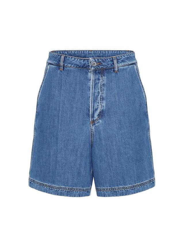 Mens Denim Bermuda Shorts with Metallic V Detail Product Image