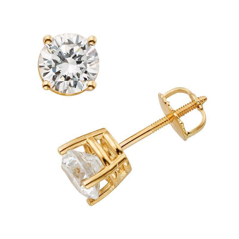 The Regal Collection 18k Gold 1-ct. T.W. Round-Cut IGL Certified Colorless Diamond Stud Earrings, Womens, White Product Image