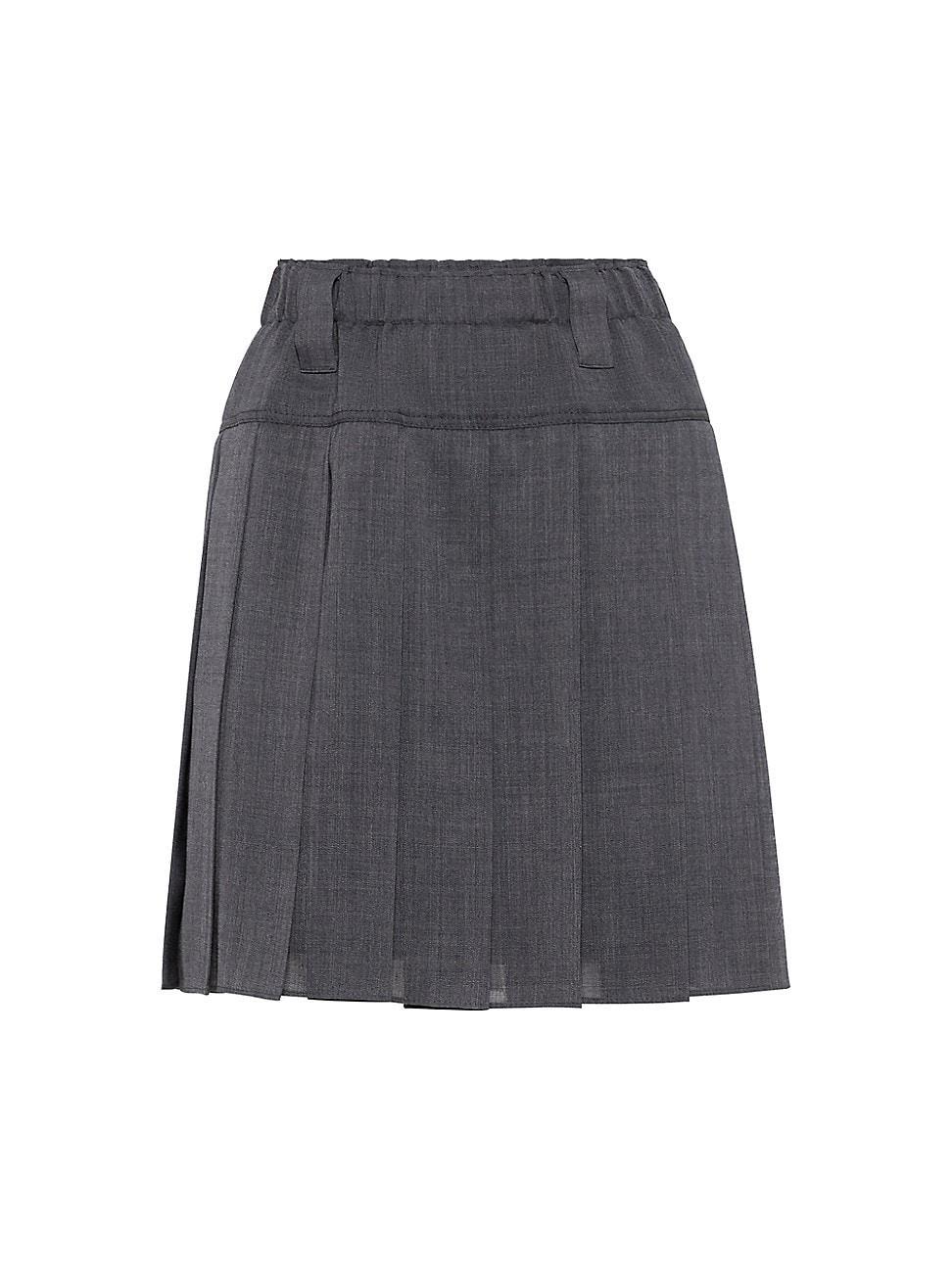 Womens Pleated Virgin Wool Organza Mini Skirt Product Image