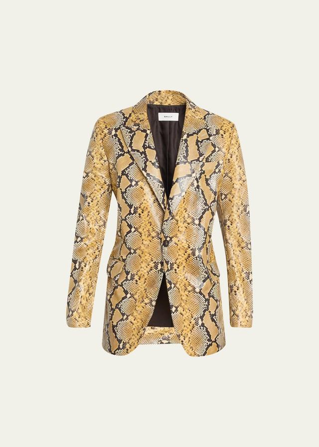 Bally Men's Snake-Print Leather Blazer  - RATTAN 50 - Size: 52R EU (41R US) Product Image