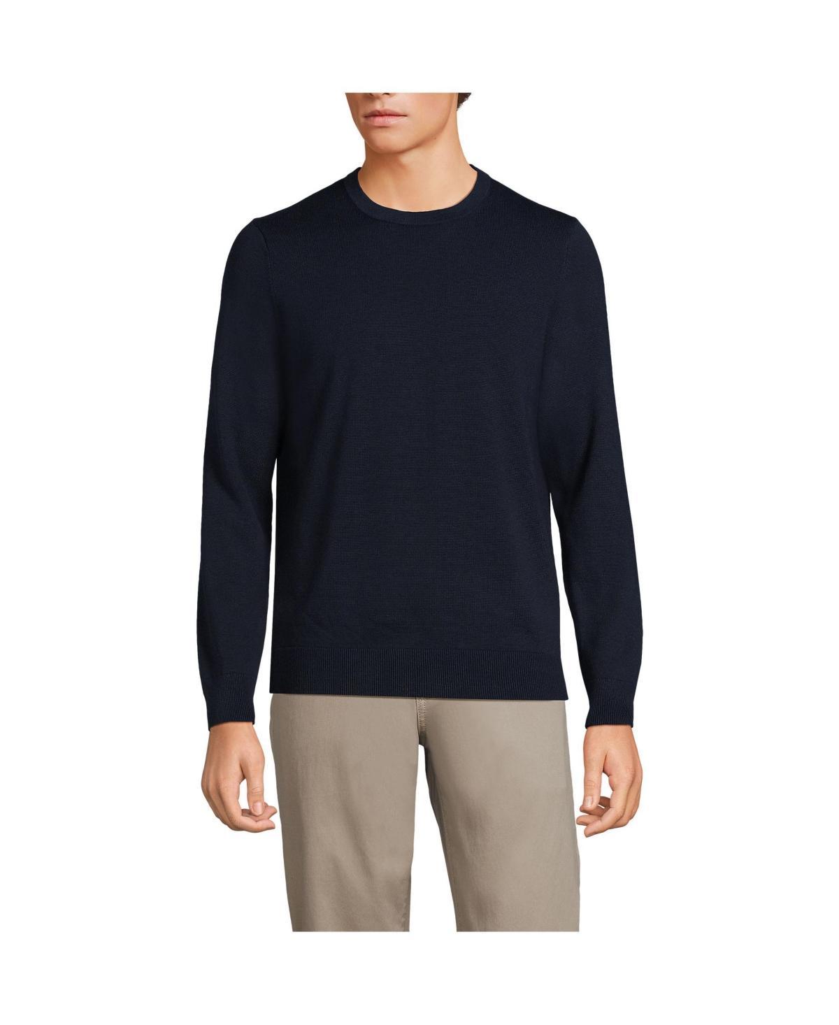 Lands End Mens Fine Gauge Cotton Crew Neck Sweater Product Image