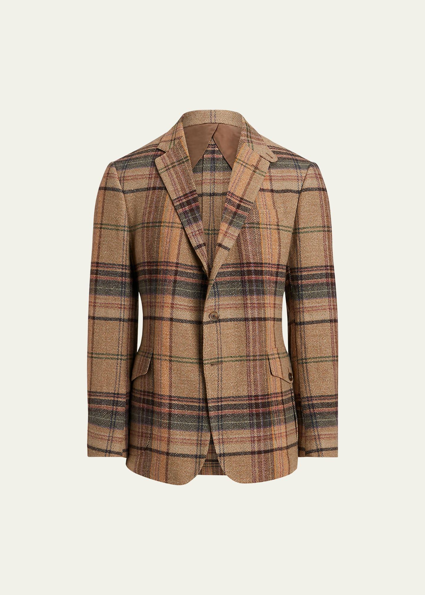 Mens Kent Hand-Tailored Plaid Tweed Sport Coat Product Image