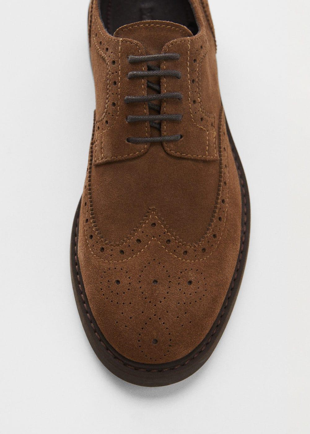 MANGO MAN - Die-cut suede blucher shoes medium brownMen Product Image