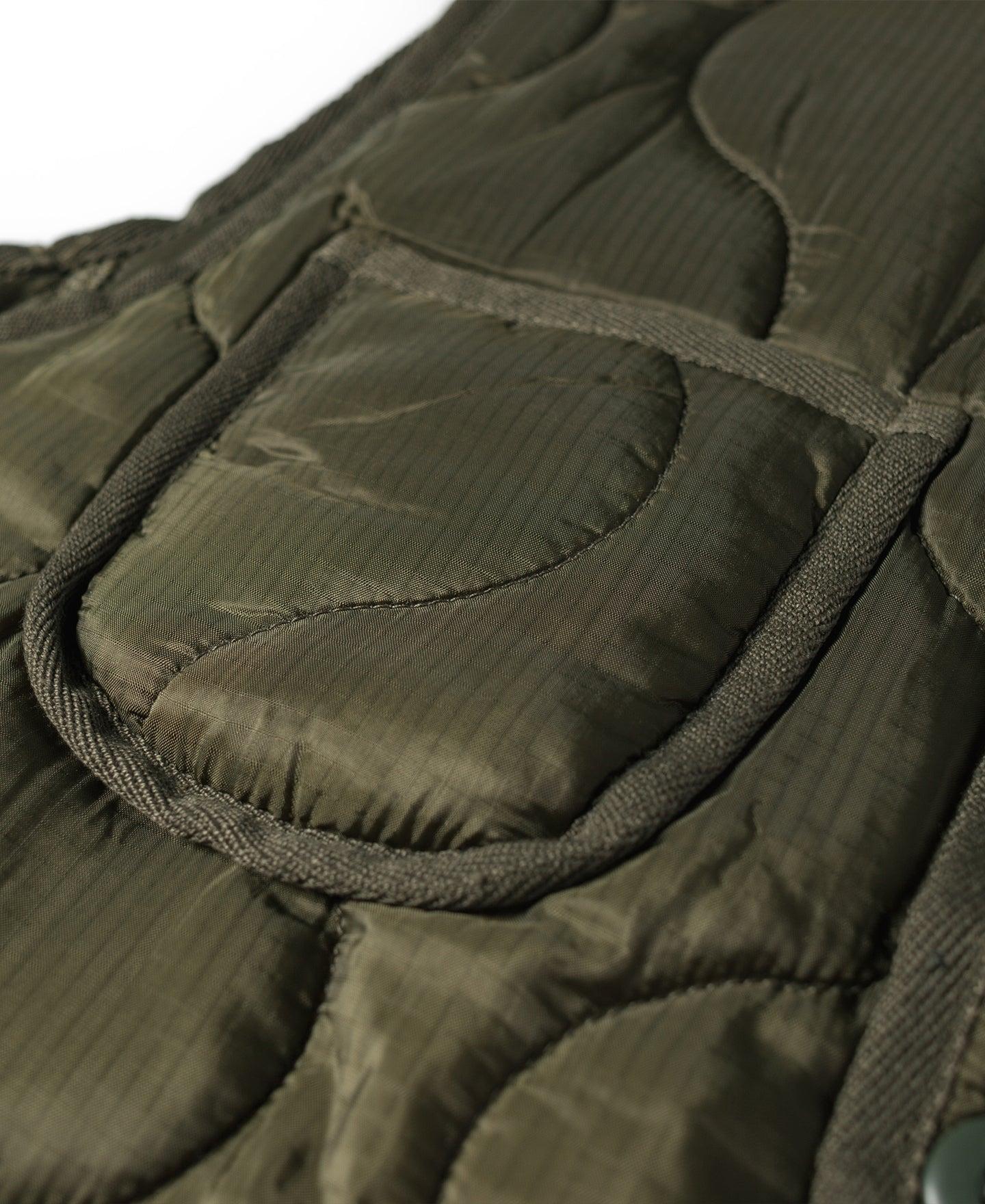 Military Style Quilted Padded Ripstop Nylon Vest - Olive Product Image