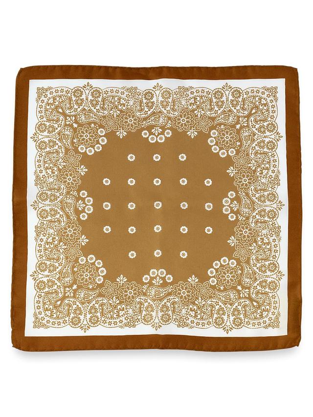 Floral Silk Pocket Square - Brown Product Image