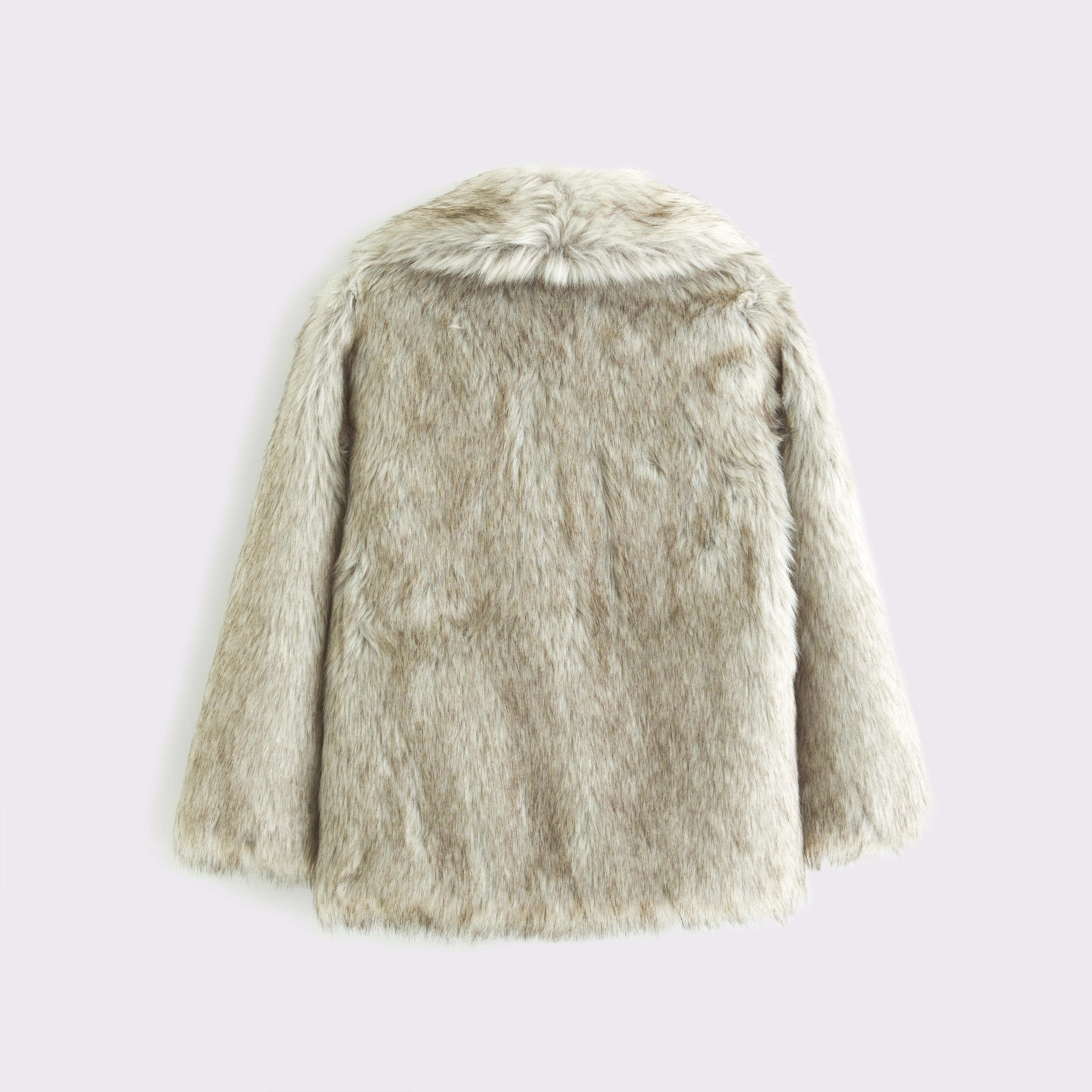 Shawl Collar Faux Fur Coat Product Image