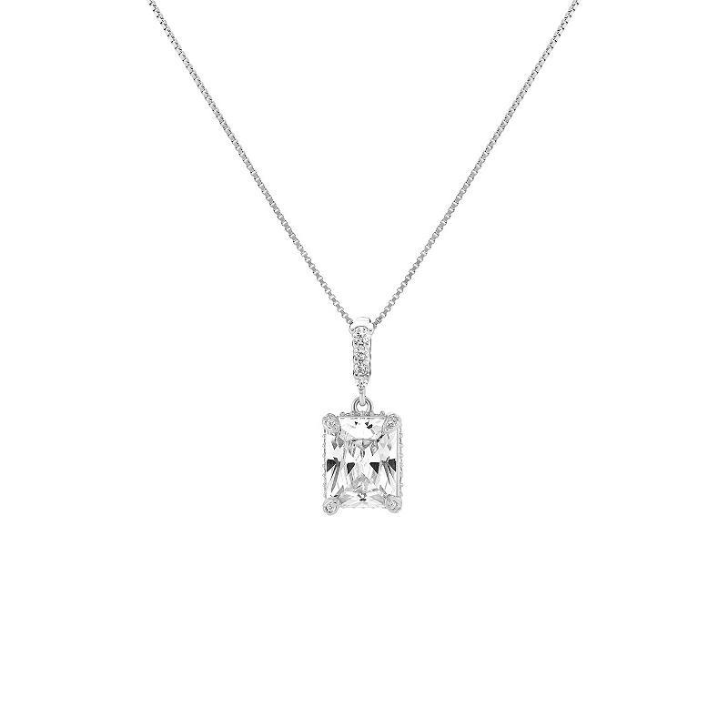 PRIMROSE Sterling Silver Cubic Zirconia Pendant Necklace, Womens Sterling Clear Product Image